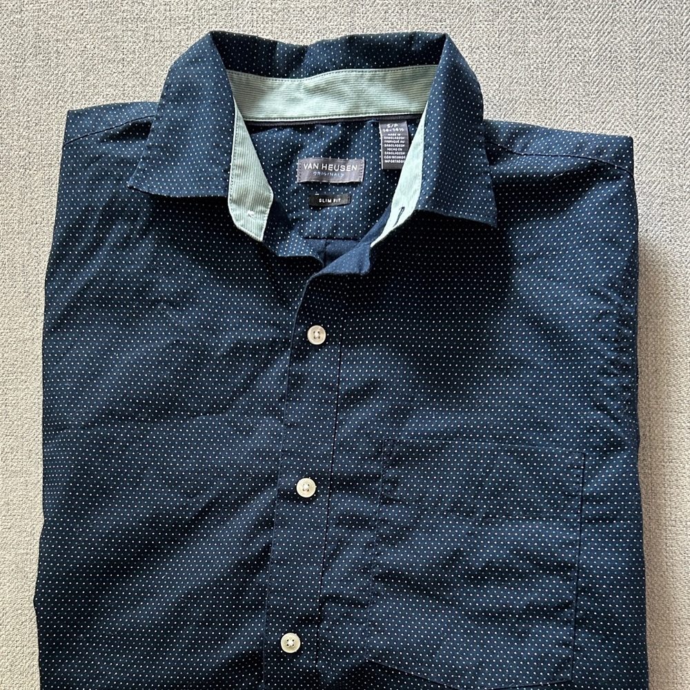 Van Heusen Men's Dark Blue Polka Dot Shirt